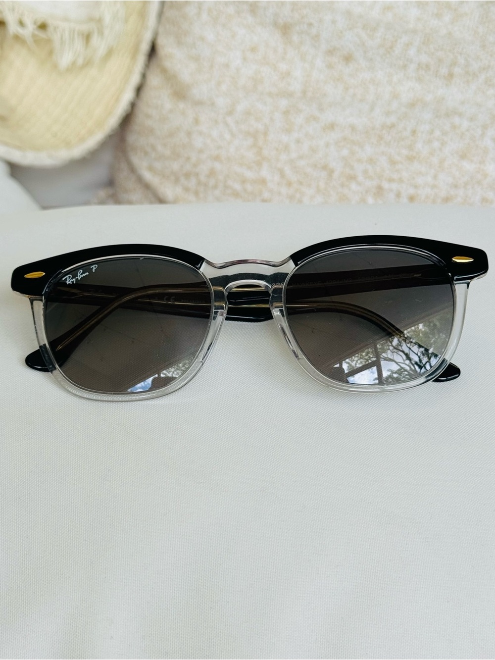 Ray-Ban Black to Clear Gradient Frame Sunglasses - Gray Lenses